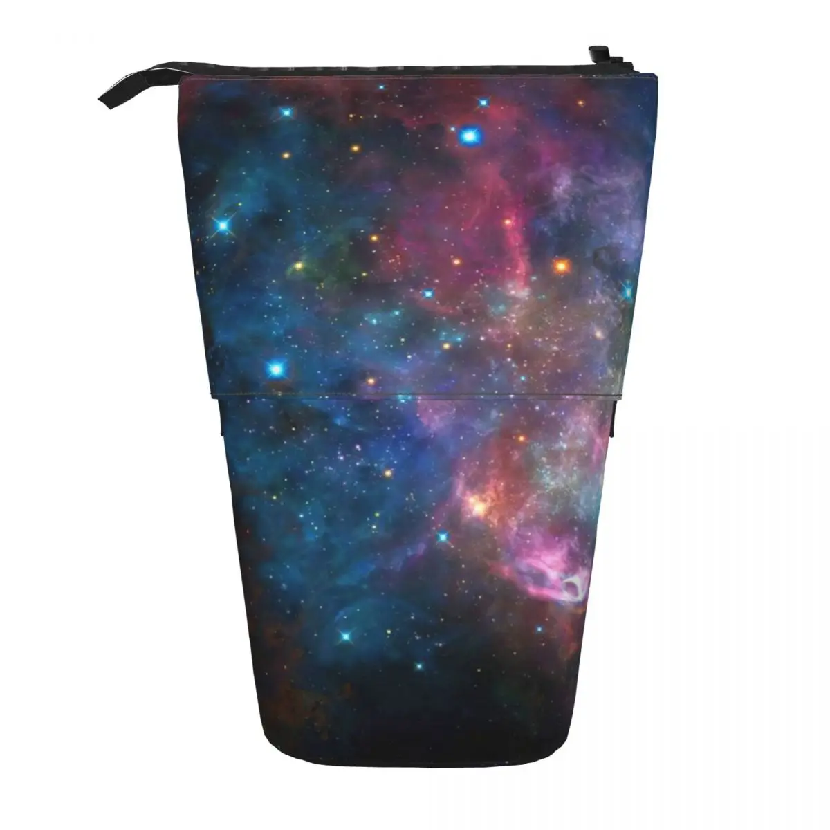 Galaxy Starry Sky Pen Box Escola Estudante Zipper Pen Bag Criança Papelaria Bag Pencase Vertical Retrátil Lápis Case