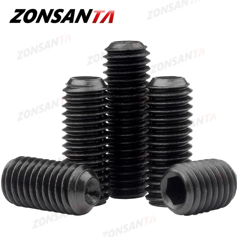 Hex Socket Cup Set Screw M2 M2.5 M3 M4 M5 M6 M8 M10 M12 Black Grade12.9 Carbon Steel Bolt Headless Concave End Grub Screw DIN916
