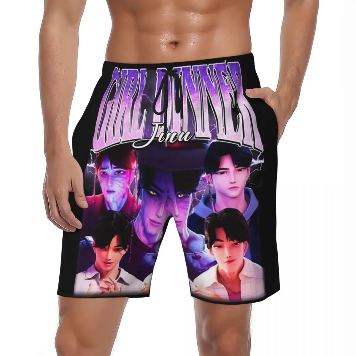 

Купальный костюм Huntrix Girl Dinner Jinu Demon Hunters Villain Board Shorts Летние пляжные шорты Мужские пляжные плавки для бега и серфинга