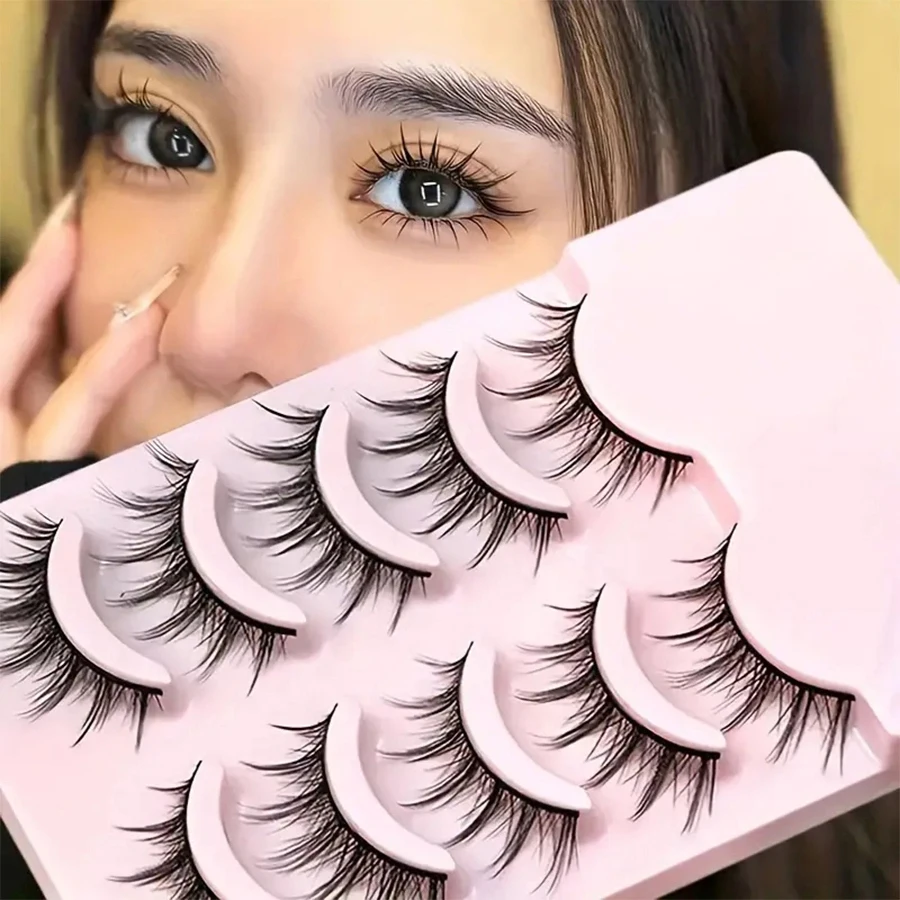 Pestañas postizas gruesas, naturales, delgadas y con efecto de volumen en 5 pares: crean fácilmente ojos con un brillo eléctrico y se transforman instantáneamente.