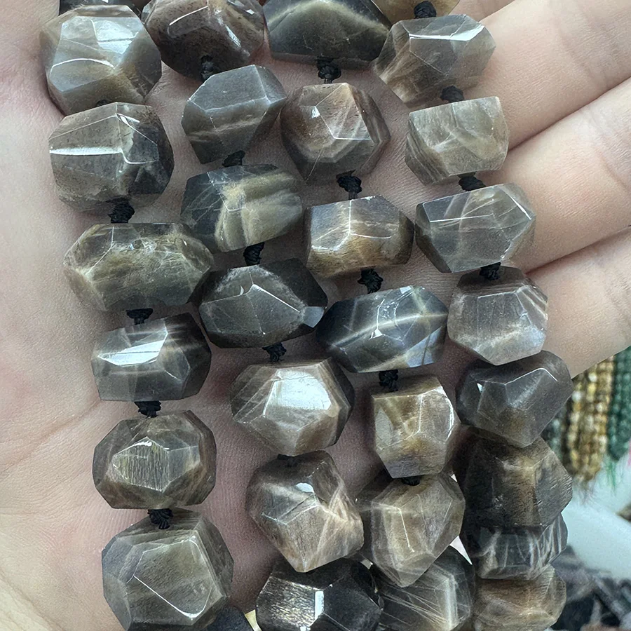 Natural Core Sunstone Crystal Conformal Section Lrregular Faceted Loose For Jewelry Making DIY Necklace Bracelet 15''12-18mm