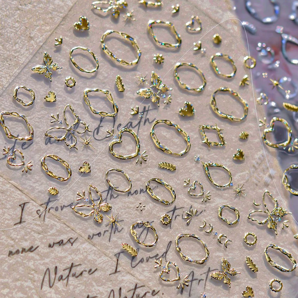 Adesivo per nail art totem verde di lusso 5D Modelli opulenti tempestati di perle Decalcomania per manicure con decorazione autoadesiva orientale vintage