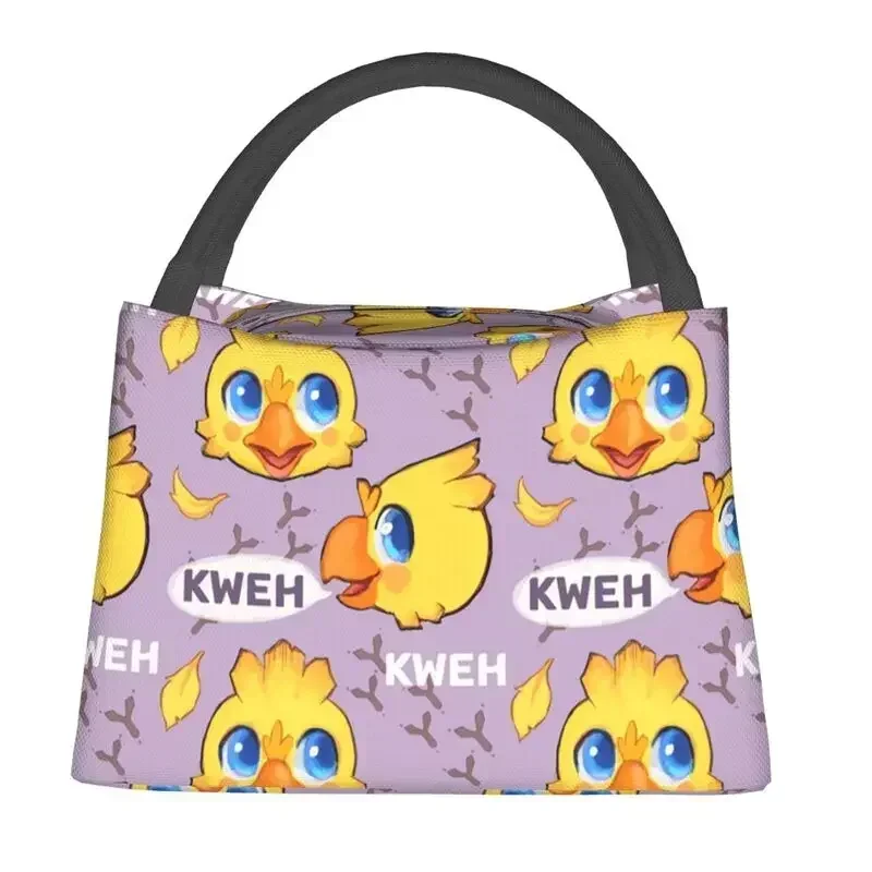 Cute Chocobo Design Final Fantasy Thermal Insulated Lunch Bag Women Resuable Lunch Tote for Outdoor Picnic Storage Meal Food Box