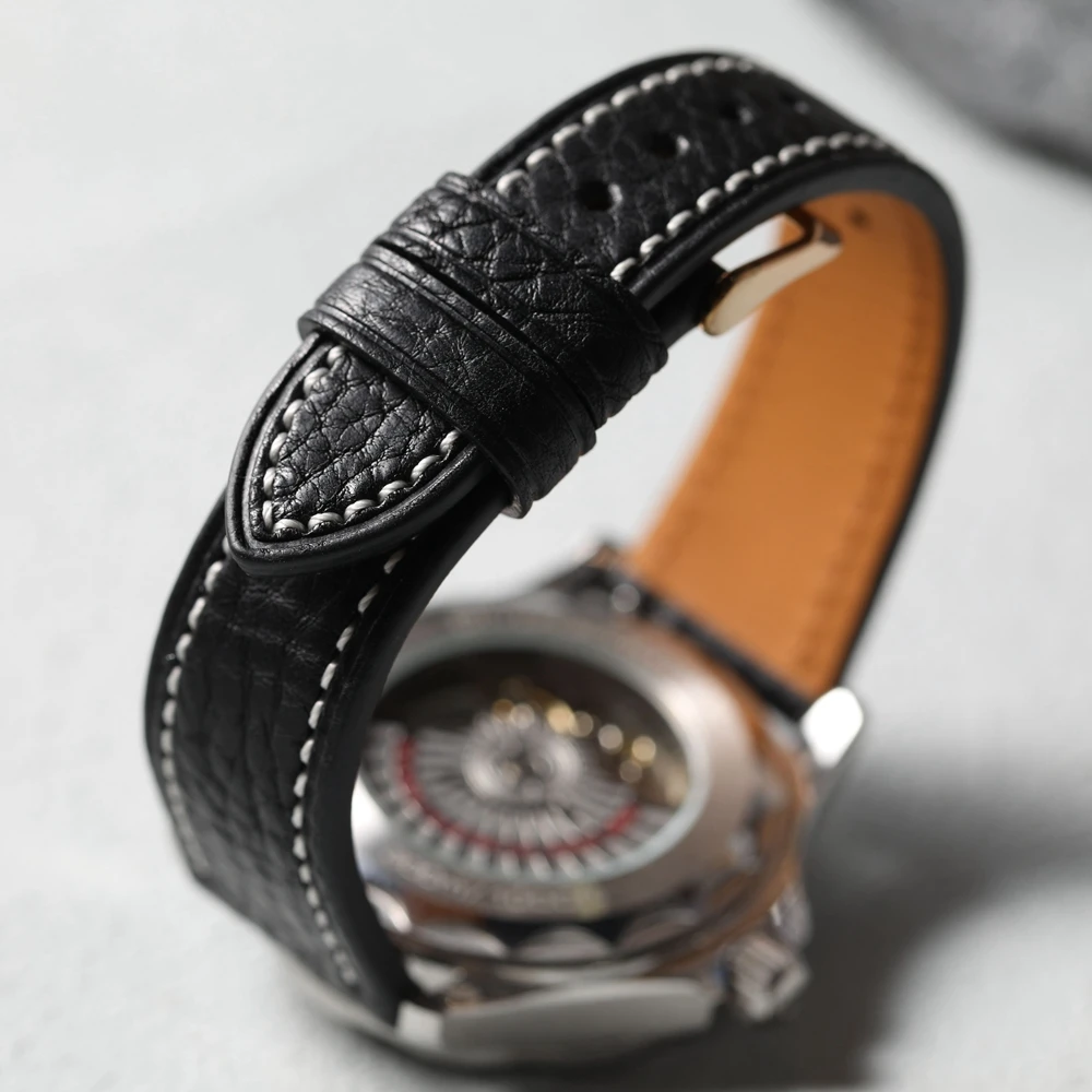 Soft head layer cowhide leather strap, 18 19 20 21 22MM quick release, blue green brown vintage leather strap, thin and soft