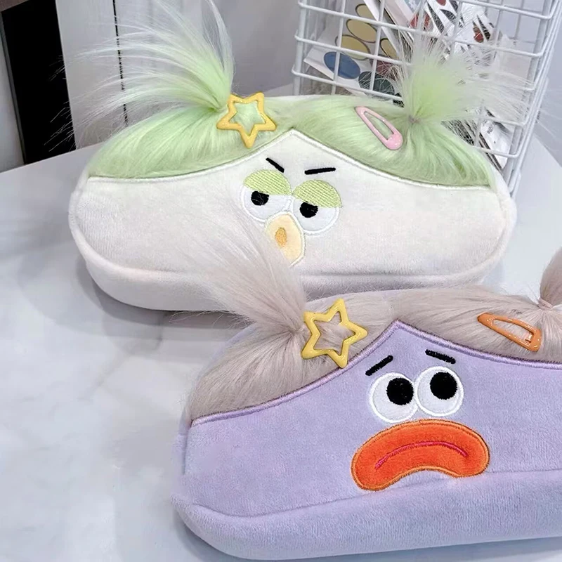 Imagem -05 - Bolsa de Lápis de Pelúcia Boca Grande para Meninas Estojo de Armazenamento de Caneta Papelaria Escolar Portátil Kawaii Desenhos Animados Engraçados Presente Criativo Grande Capacidade