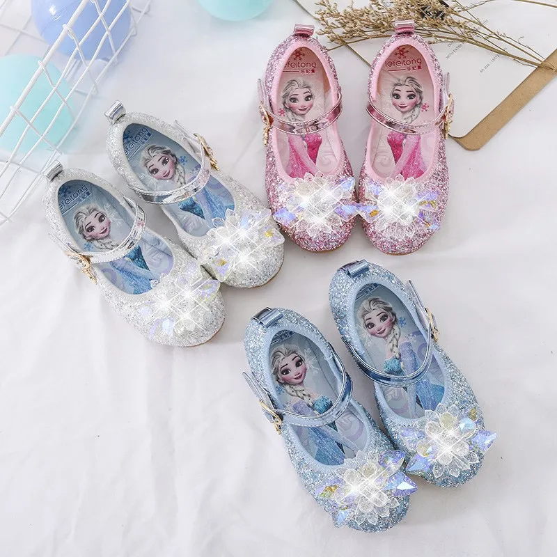 

Disney cartoon Frozen Princess Crystal Rhinestone Shoes for Girls - Sparkly Party & Performance Dress Up Footwear (Size 22-36)
