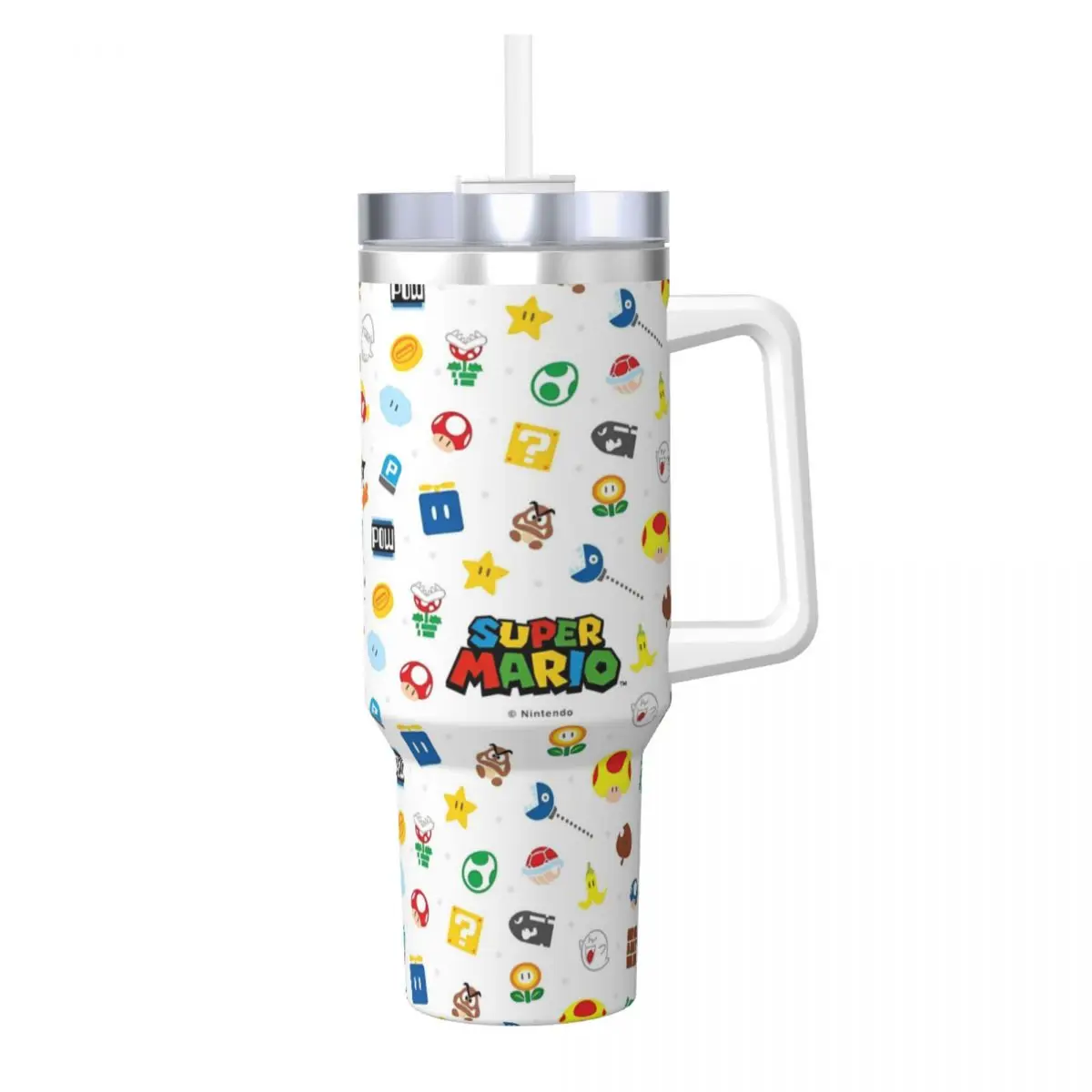 Super-Marios Stainless Steel Tumbler Beach Coffee Mug With Straws and Lid Large Car Mugs Hot Drinks Water Bottle