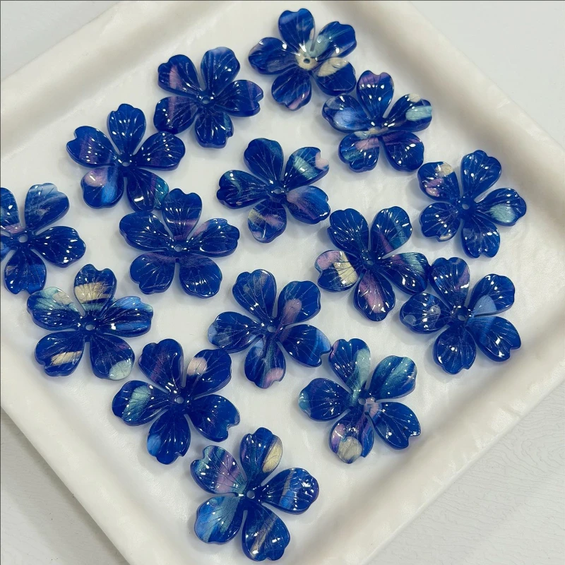 100 Pieces/Lot New Retro Flower Acetic Acid Resin 30MM Charm Beads Connectors for Diy Hair Earrings Jewelry Accessories