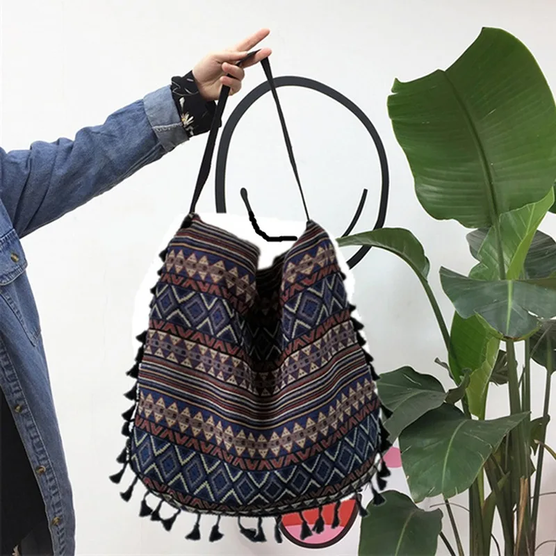 New Vintage Bohemian Fringe Shoulder Bag Women Tassel Boho Hippie Gypsy Fringed Women\'s Handbags Open Bags