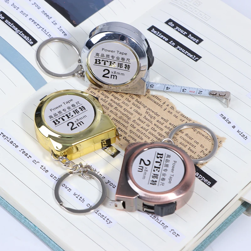 2M Mini Keychain Tape Measure Steel Tape Measure Delicate Small Steel Ruler Multipurpose Portable Steel Tape Measure Gift Ruler