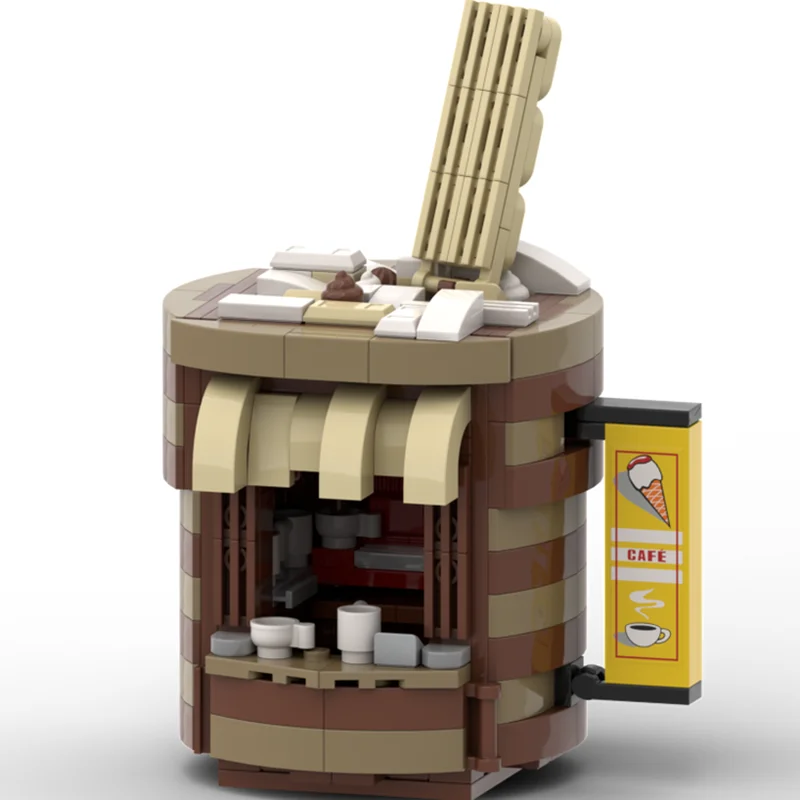 Moc Building Bricks Coffee Booth Model Building Technology Modular City Street View Model Blocks Construstion Toy Holiday Gifts