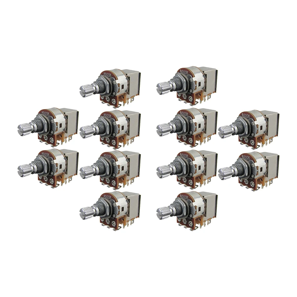 

FLEOR 12 шт. детали для гитары, горшок для электрогитары, двухтактный потенциометр, короткий вал A250K/B250K/A500K/B500K на выбор