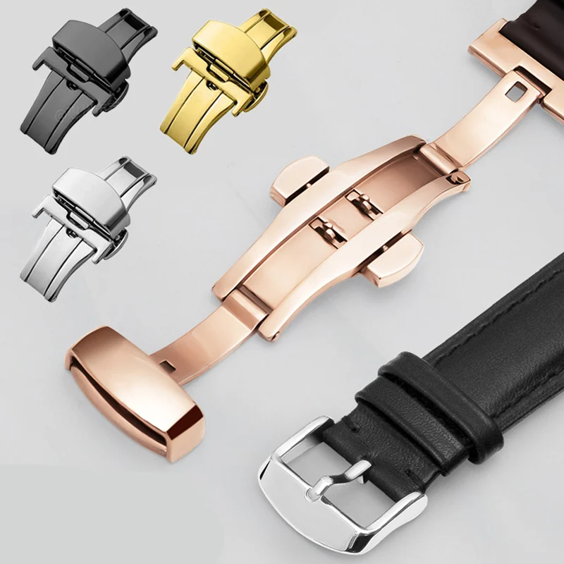 Stainless Steel Watches Buckles Deployment Buckle Automatic Double Click Watch Band Button Clasp For Watchband Accessories 18mm