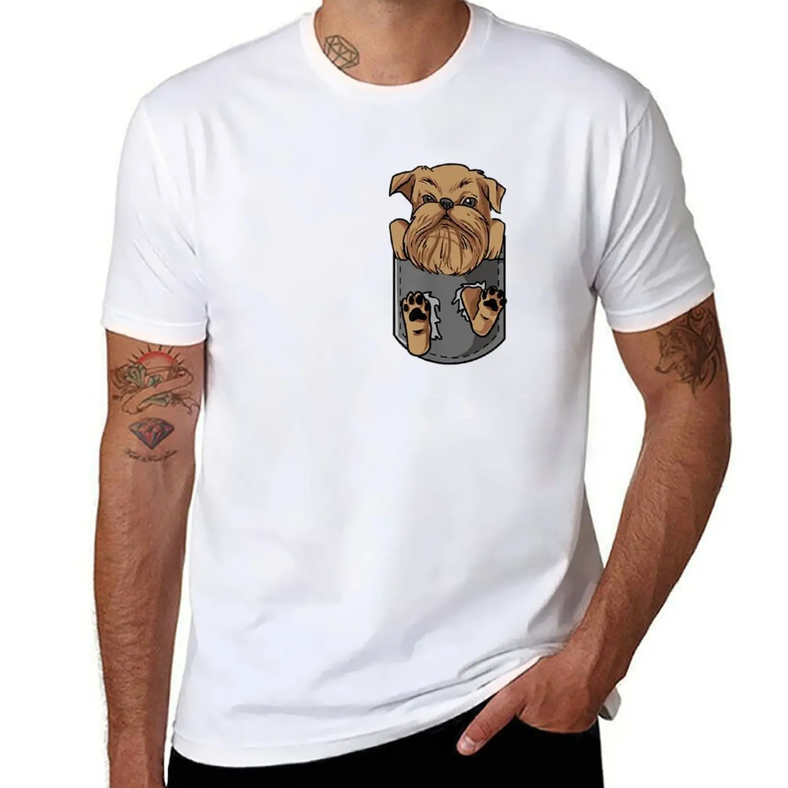 

Brussels griffon in a pocket T-Shirt cotton t shirt pack cotton t shirts man 100% T-Shirt