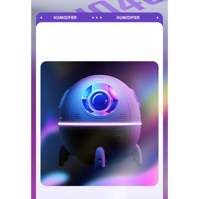 Astronaut Space Humidifier Creative Colorful Light Large Mist Output for Car Desktop Home Space Capsule Humidifier