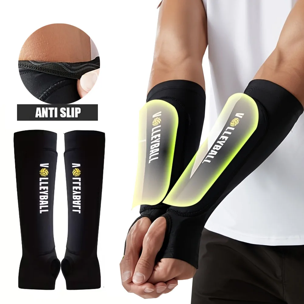 

1 пара волейбольных нарукавников с подушечками, спортивные нарукавники с отверстием для большого пальца, для мужчин и женщин, идеально подходят для пропуска и ударов