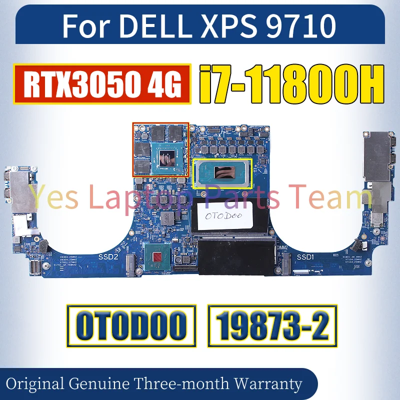 19873-2 For Dell XPS 9710 Laptop Mainboard CN-0T0D00 0T0D00 i7-11800H RTX3050 4G Notebook Motherboard Tested