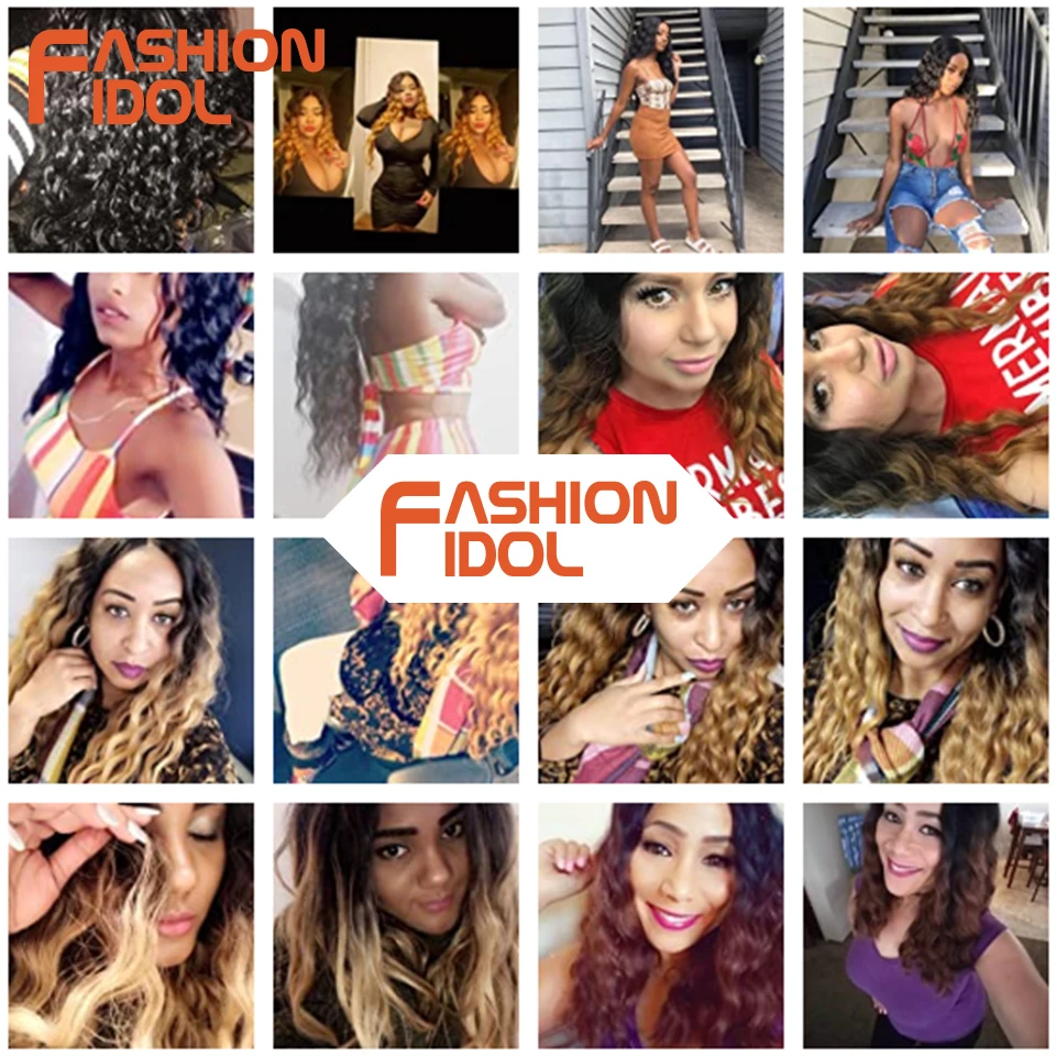 FASHION IDOL 30inch/75cm Water Wave Lace Wigs Synthetic Curly Lace Front Wigs Cosplay Ombre Blonde Hair Wigs For Black Women