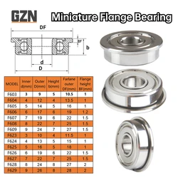5pcs Miniature, Mini, Flange Bearing F603 604 605 606 607 608 623 624 625 626 627 628 629ZZ Precision High Speed