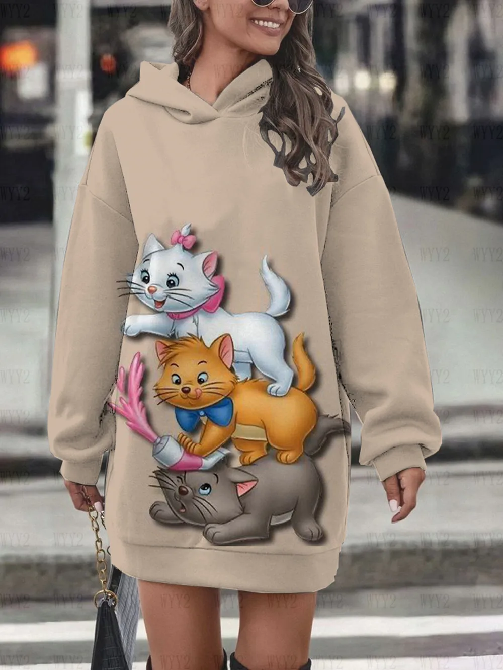 Neue Herbst und Winter Damenmode Kapuzenrock heißer Verkauf Disney Marie Cat Cartoon Print trendige lässige Damenbekleidung