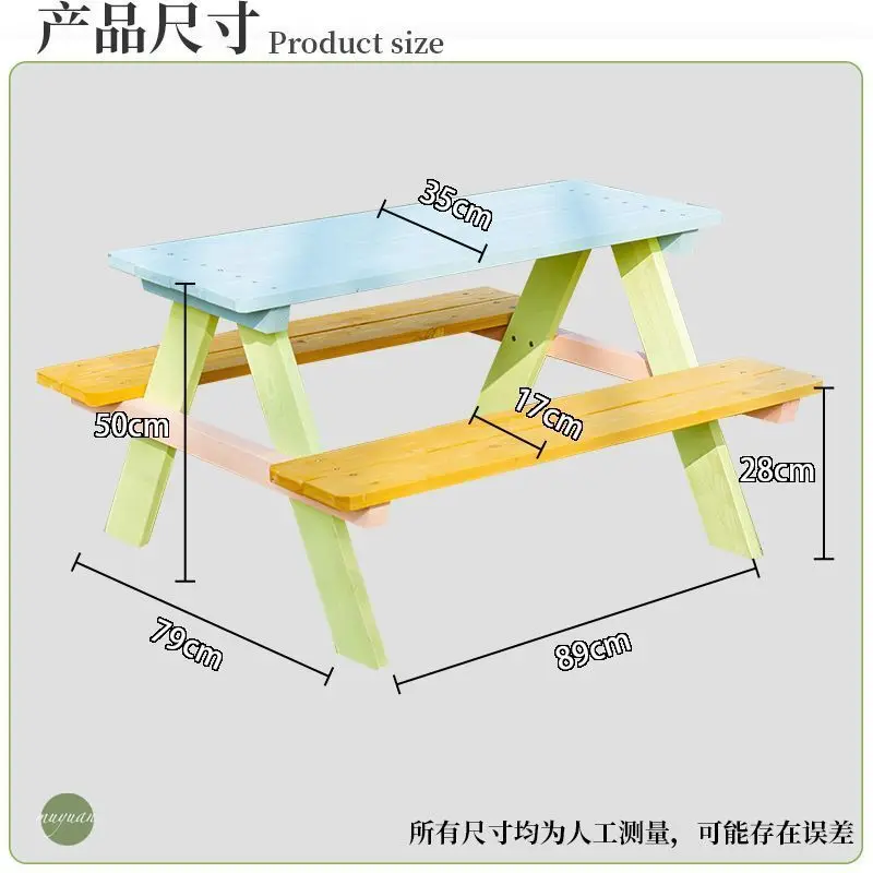 Mumu solid wood table and chair combination courtyard children's leisure picnic table children's kit outdoor table