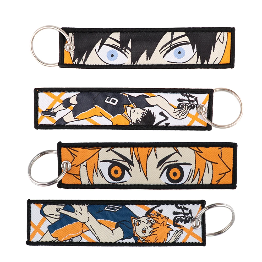 Japanese Anime volleyball Key Fobs Holder Keychain for Motorcycles Embroidery Decorative Key Tag Keyring Chaveiro Accessories