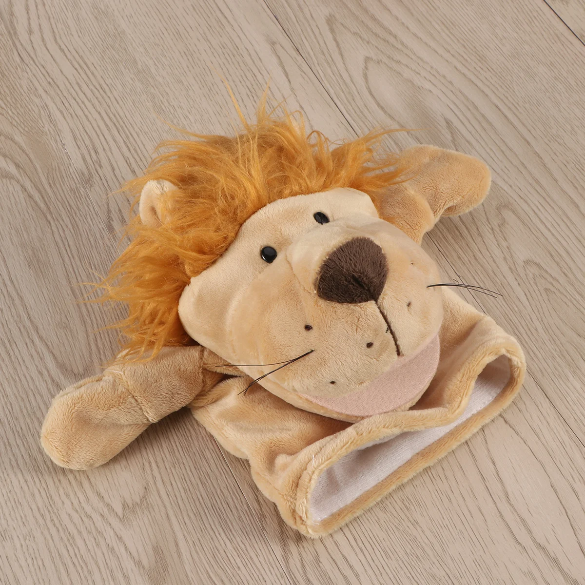 Marionnette à main Lion jaune pour enfants, Animal en peluche doux, jeu interactif éducatif, cadeau pour enfants