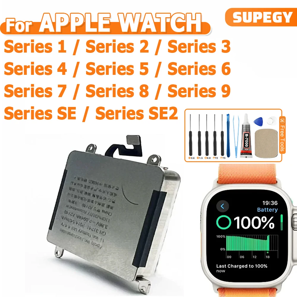 New Battery For Apple Watch Series SE 9 8 7 6 5 4 3 2 1 Bateria For IWatch S1 S2 S3 LTE S4 S5 S6 S7 S8 S9 38/40/41/42/44/45/49mm