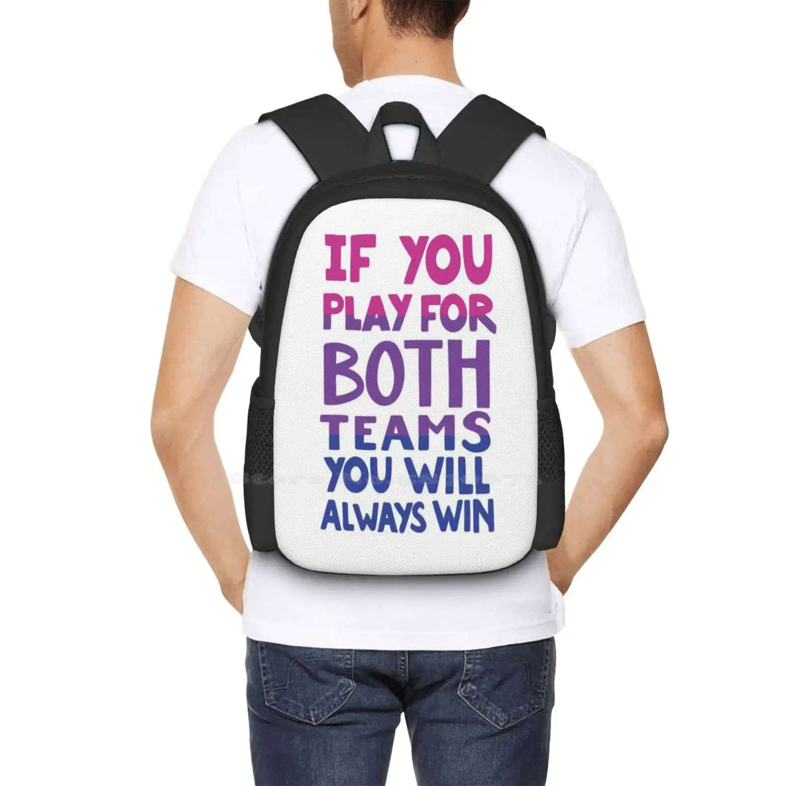 Bi-3D Print Design Mochila para Estudante, Lgbt Camisa Saco, Bisexual Design, Citação