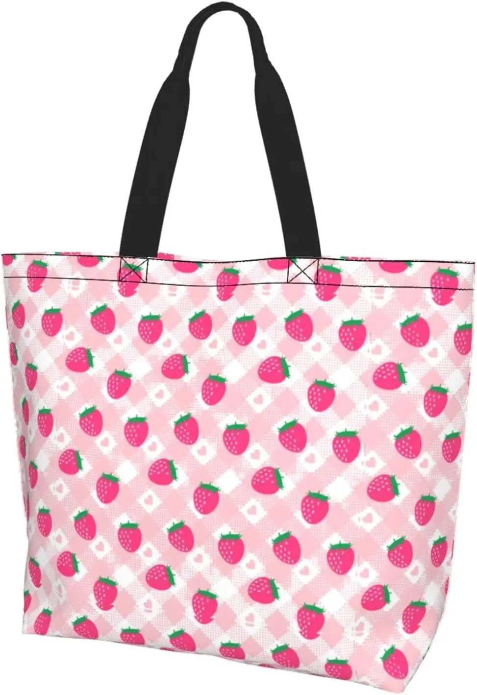 

Strawberry Pink Shoulder Bag Cute Handbag Reusable Grocery Bag Cute Tote Bag Girls Canvas Bag Storage HandBags Fashion