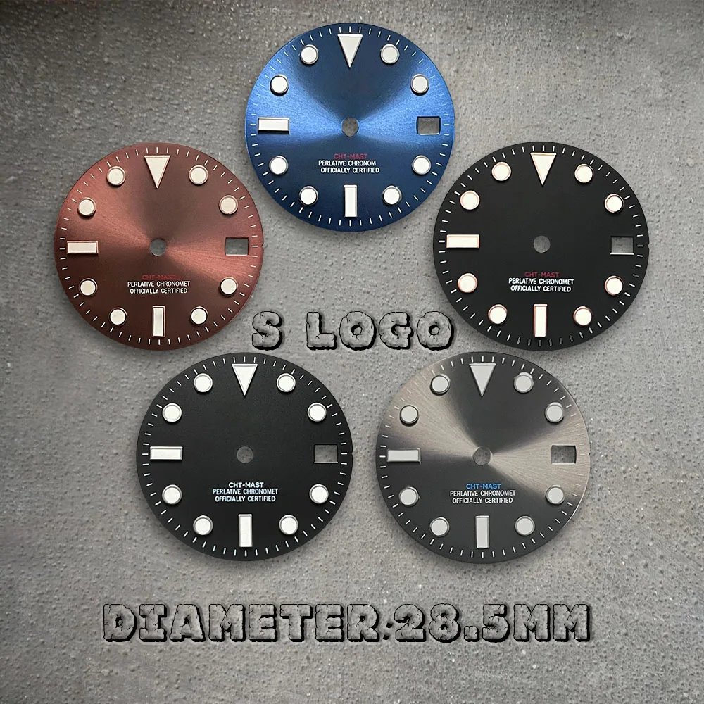 

High Quality 28.5mm S Logo NH35 Dial For NH35/NH36/4R/7S Movement High Quality Ice Blue Luminous Watch Repair Accessories ﻿