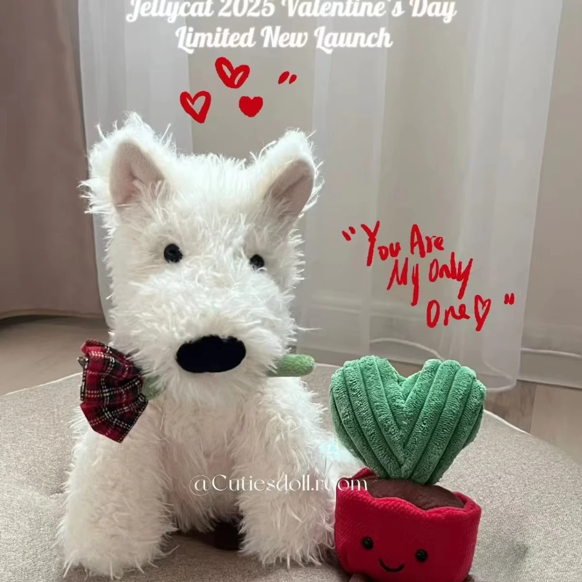 Nueva muñeca Rose West Highland, juguete de peluche de cachorro rosa para el Día de San Valentín, accesorios de regalo para el Día de San Valentín, Animal relleno