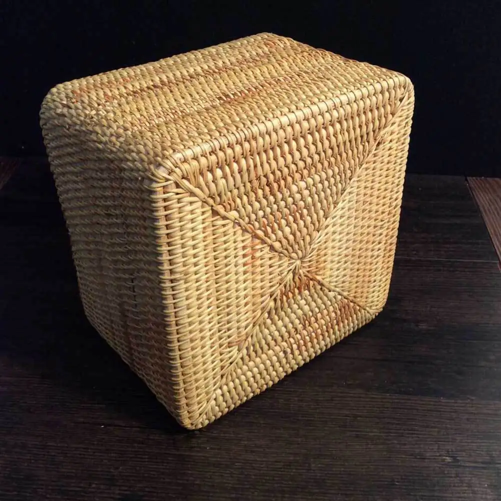 

1Pcs Rattan Storage Basket Tea Table Organizer Lightweight Handmade Desktop Sundry Organizer Woven Container Kitchen Snack