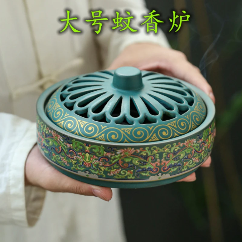 Ceramic large mosquito incense burner household purification air tray incense burner is a multi-purpose