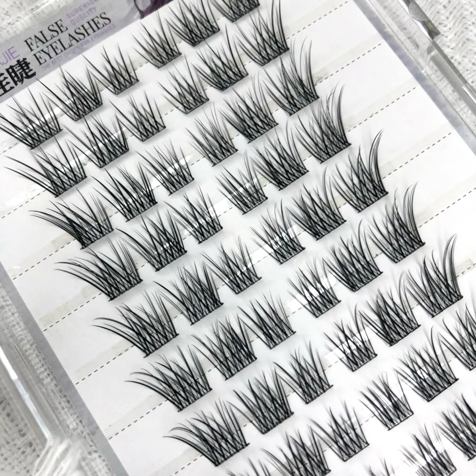 フォックスアイつけまつげ、接着剤不要、クラスター、カール、ウィング、ナチュラルルック、女性用、女の子用、パーティー、デイリーラッシュ