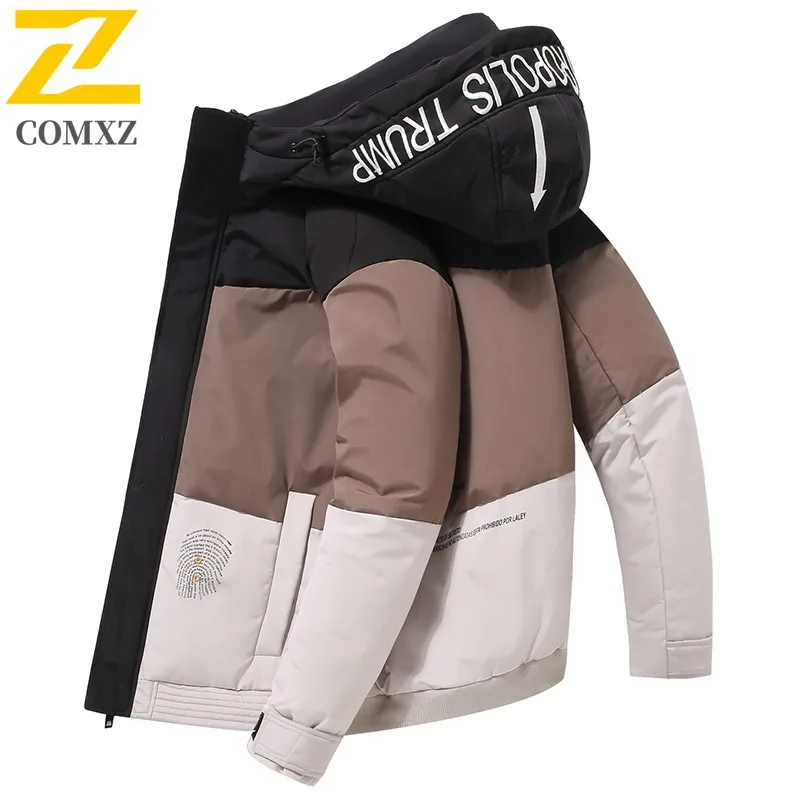 COMXZ الرجال سترة منفوخة موضة الطباعة تزلج الشارع يندبروف الدافئة السفر القطن وسادة مبطنة عادية الثلوج مبطن جاكيتات 2025 #5
