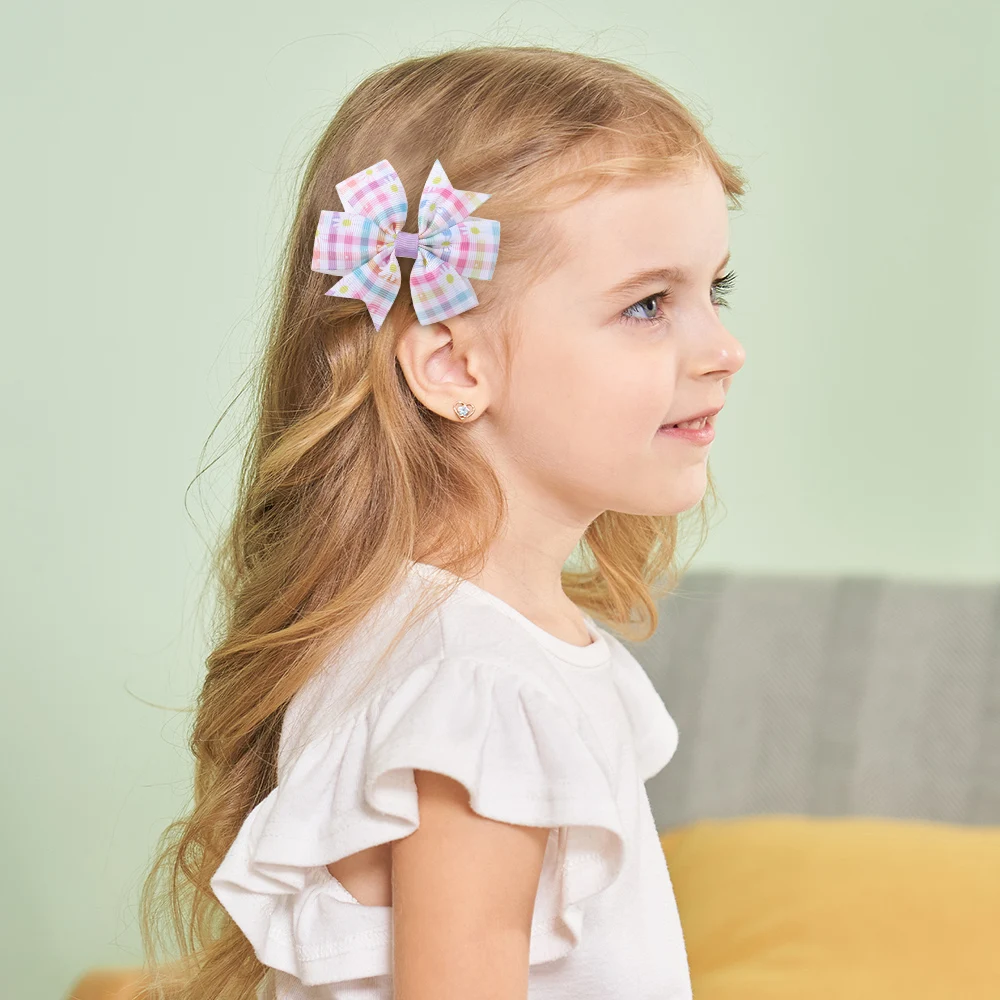 20 個ベビーガールズヘアリボンクリップ付きランダムカラープリントリボンヘアグリップブティックヘアピン帽子キッズヘアアクセサリー
