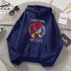 Cat Family Mother Of Cats Printed Tracksuit Women Novelty Fashion Hoody Sport Loose Oversized Hoodie Fleece Warm Basic Clothes