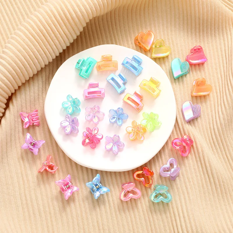 10PCS Fashion Shiny Colorful Star Heart flower Mini Shark Hair Clip Claw For Women girl Hairpin Barrettes Hair Accessories