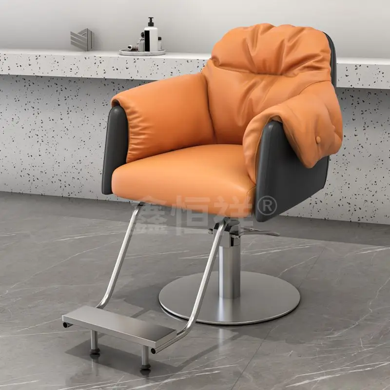 

Barber shop hair chair soft leather adjustable lifting rotation comfortable and durable