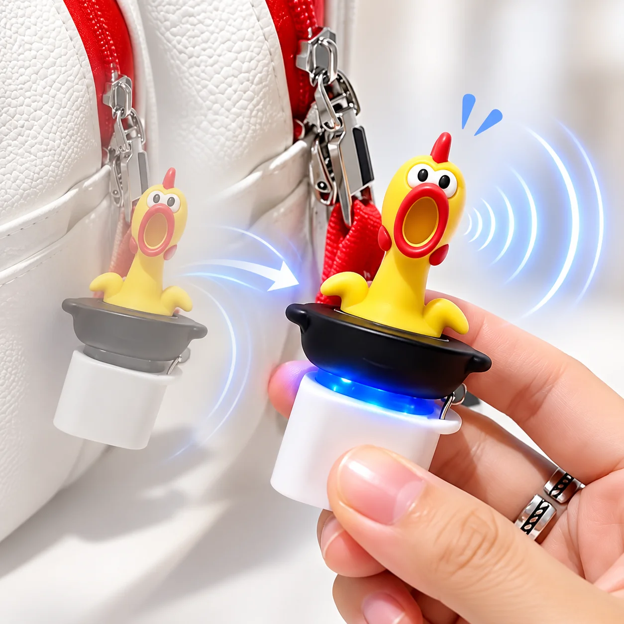 Screaming Chicken Sound Fidget Button Toy, 6 Chicken Sound Effects, Press Activated Light, Stress Relief Desktop Gadget