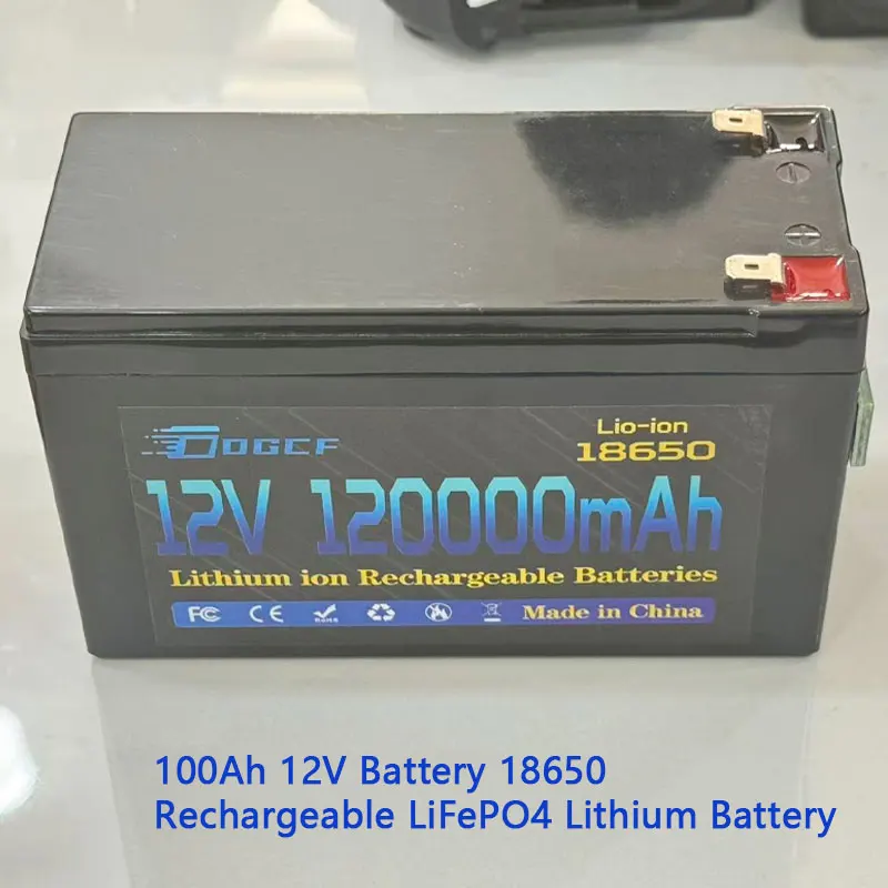 

100Ah 12V Battery 18650 Rechargeable LiFePO4 Lithium Battery Built-in 5V 2.1A Usb Power Display Port Charger+12.6V 3A charge