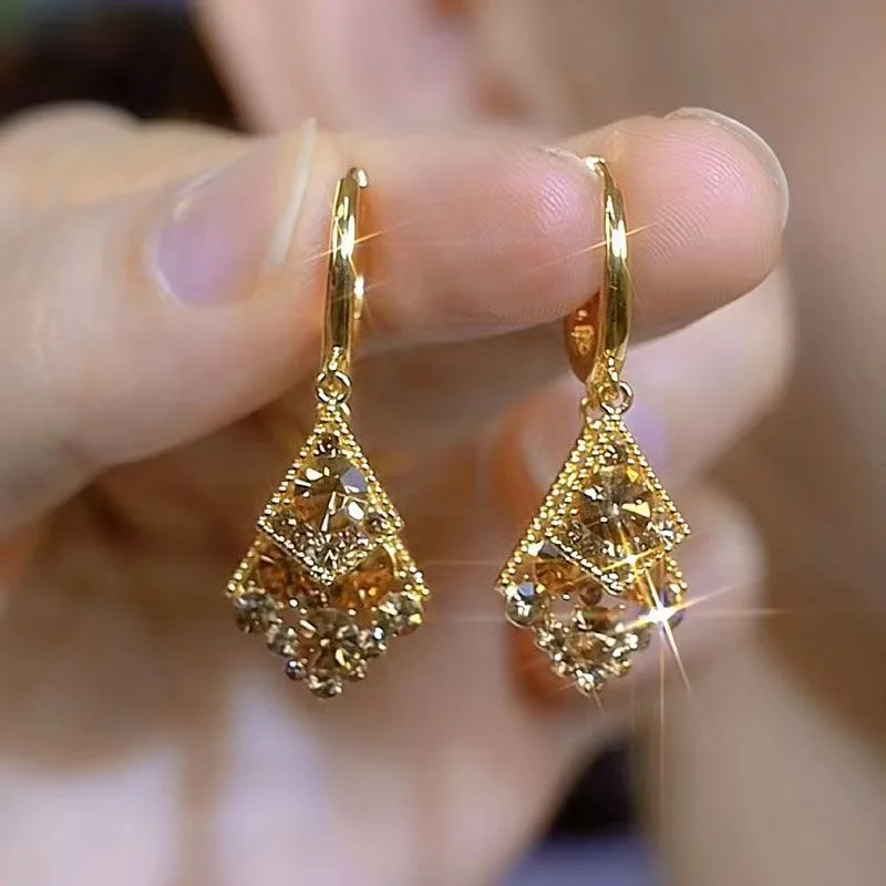 

Retro Brown Double Square Pendant Earrings for Women Shiny Zircon Leaves Long Tassel Earrings Aesthetic Party Jewelry Gifts