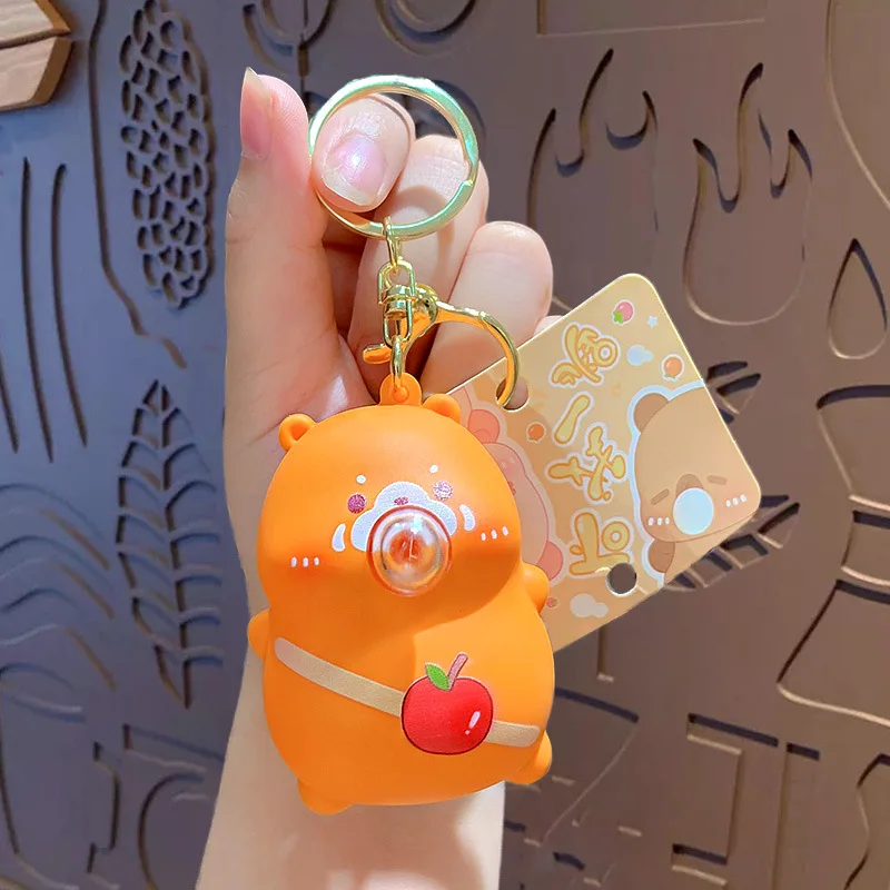 Cartoon scared me, blow bubbles, decompress keychain, schoolbag pendant, car key chain pendant.