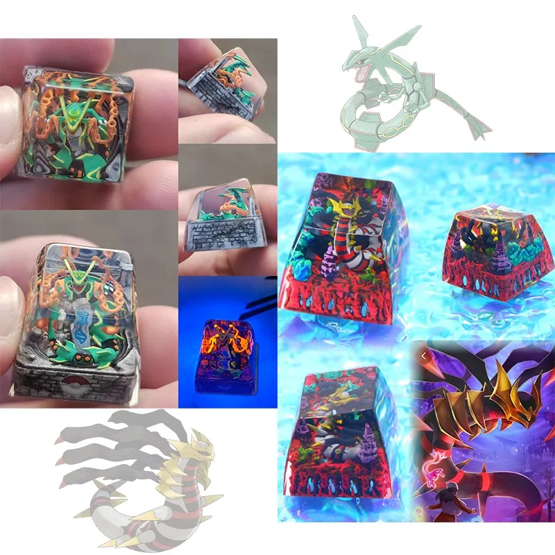 pokemon-anime-keycaps-legendary-bird-legendary-beasts-giratina-resin-transparent-stereoscopic-keys-for-mechanical-keyboard-gifts