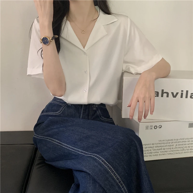 8 Colors Shirts Women Summer Thin Camisas Mujer Tops All-match Fashion Elegant Harajuku Solid Minimalist Holiday Aesthetic Chic