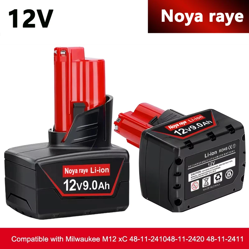 Náhradní baterie 12V pro Milwaukee M12 3.0/9.0Ah XC 48-11-2412 48-11-2440 kompatibilní s palivem M12 MLW2553-20 2462-20 - náhled 6