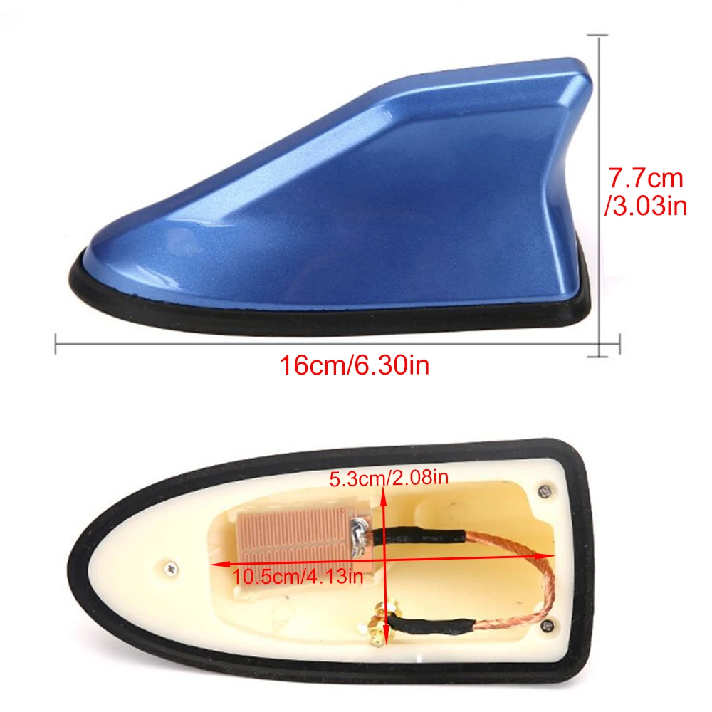 Waterproof Universal Car Radio Antenna Shark Fin Roof Decorative Antenna with Adhesive Tape Base with FM/AM Radio Function