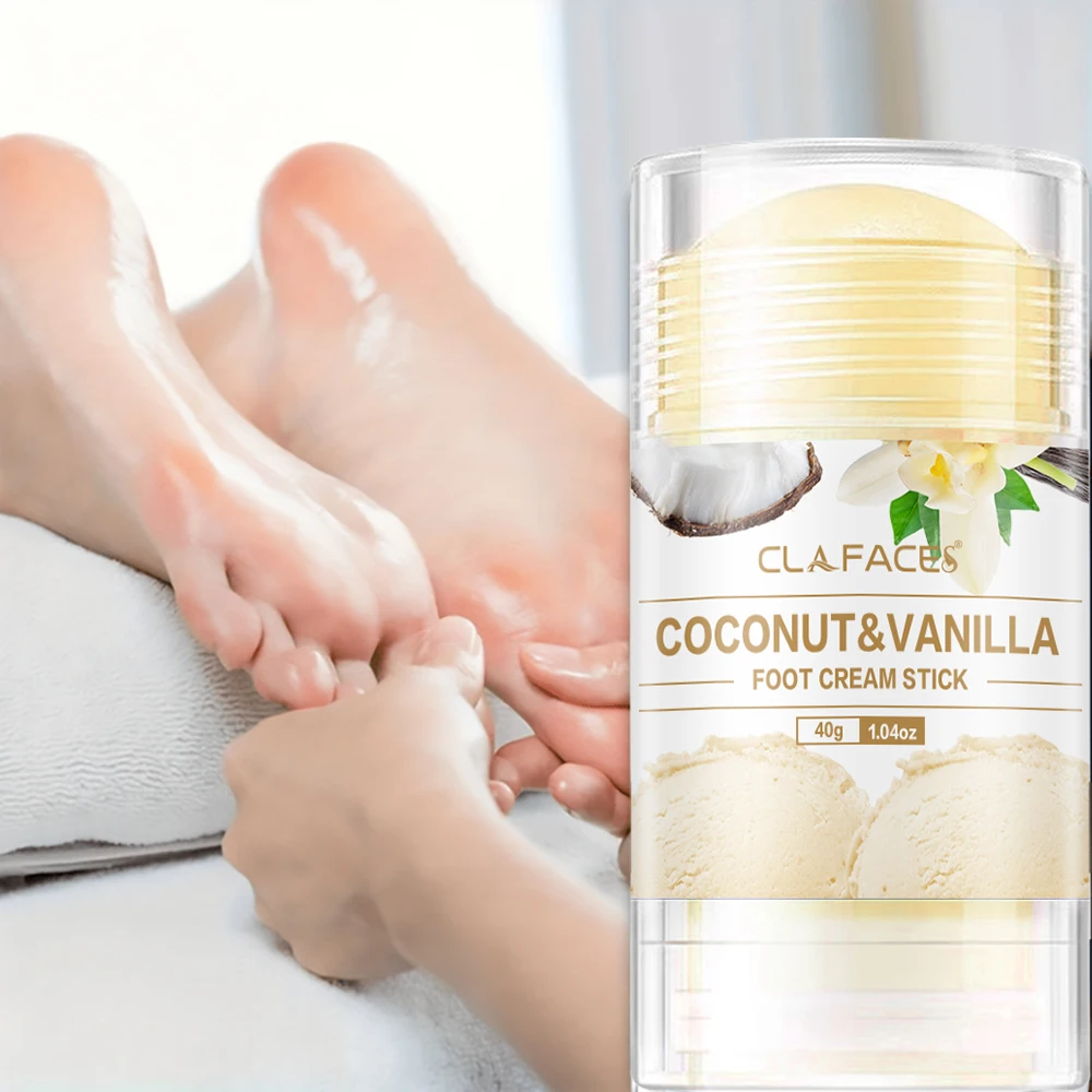 Vanilla Coconut Fußcreme-Stick zum Peeling und Reparieren trockener, rissiger Fersen, spendet der Fußhaut mit Feuchtigkeit
