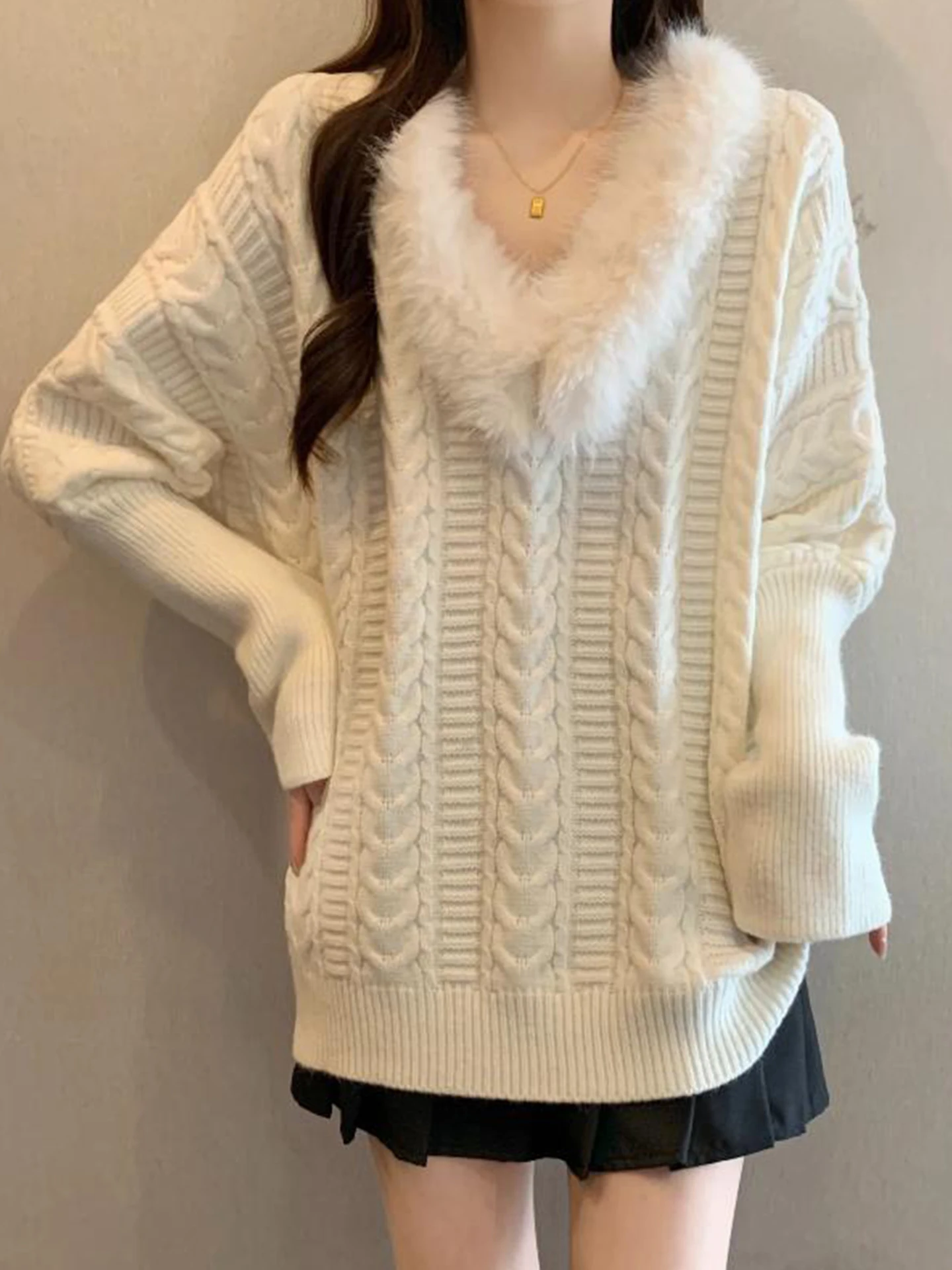 

Женский утепленный вязаный свитер весна 2026, свободный крой, большие размеры, для полных женщин, высокое качество, индивидуальный дизайн, трикотаж